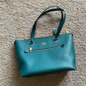 Coach dark green tote